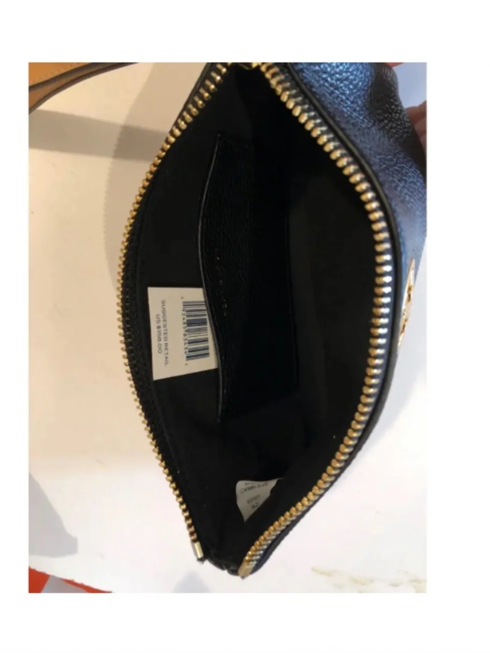 Tory Burch Carson Black with brown details   Wristlet